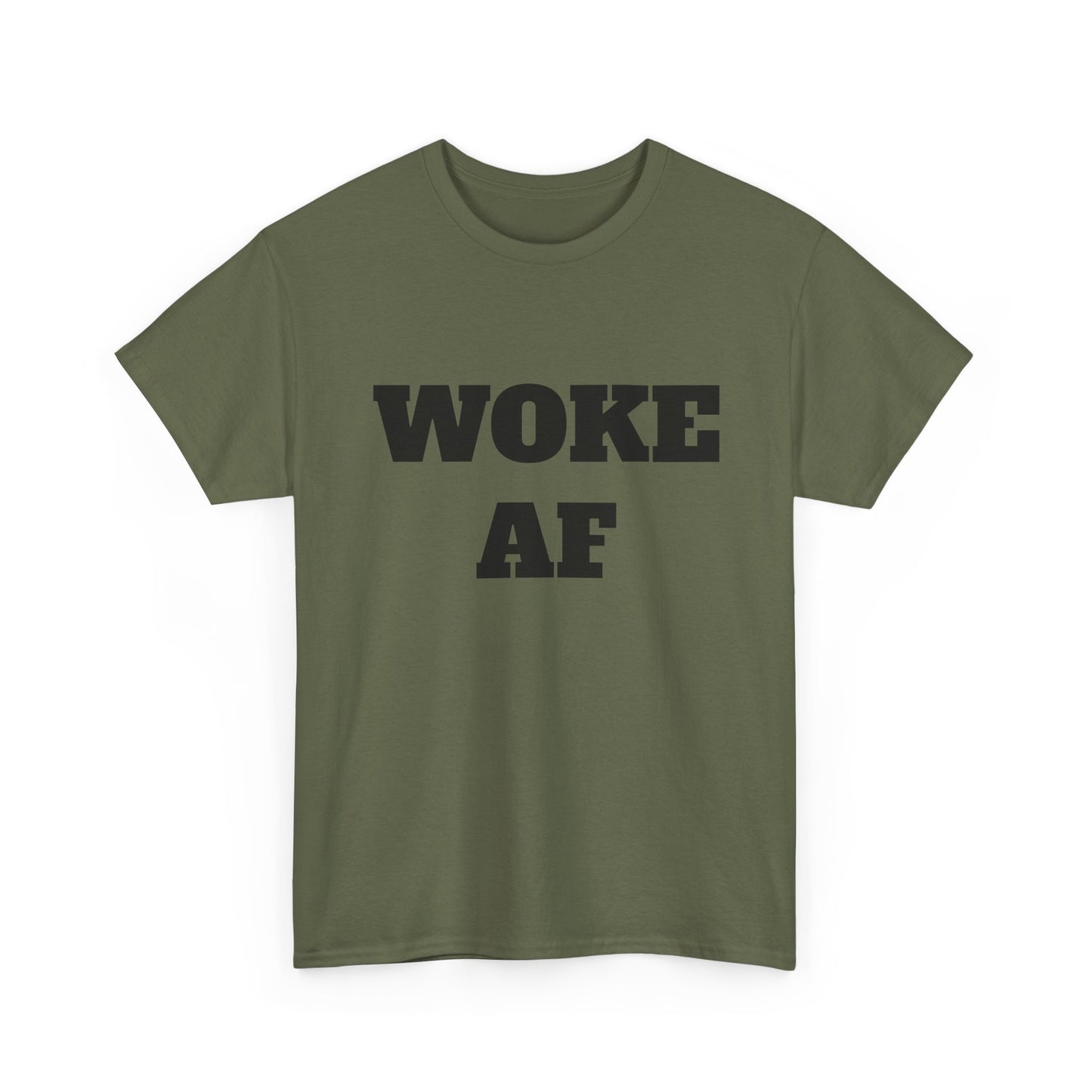 Woke AF Unisex Heavy Cotton Tee, Casual T-Shirt, Statement Graphic Tee, Gift for Activists, Everyday Wear, Comfortable Apparel