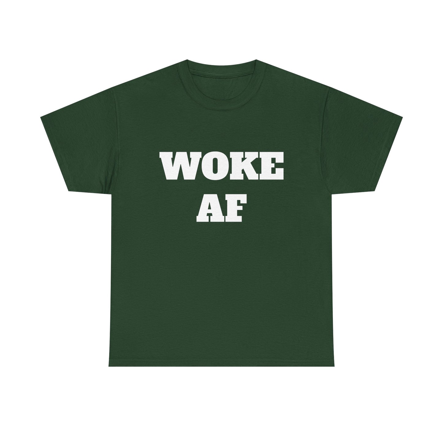 Woke AF Unisex Heavy Cotton Tee, Casual T-Shirt, Statement Graphic Tee, Gift for Activists, Everyday Wear, Comfortable Apparel