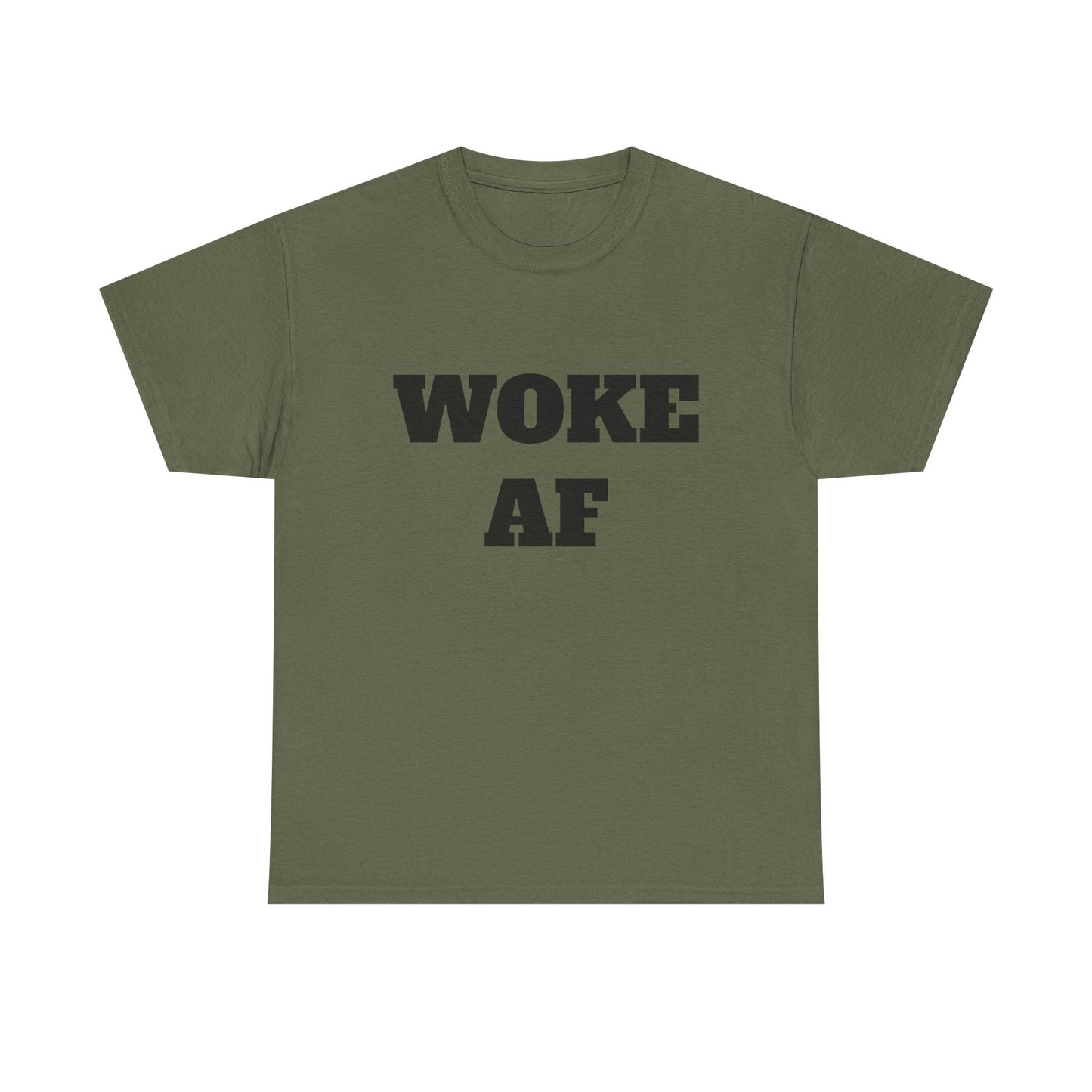 Woke AF Unisex Heavy Cotton Tee, Casual T-Shirt, Statement Graphic Tee, Gift for Activists, Everyday Wear, Comfortable Apparel
